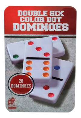 Dominó Doble 6 con fichas Blancas y Puntos de Colores
