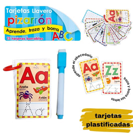 Llavero pizarrón plastificado de Abecedario