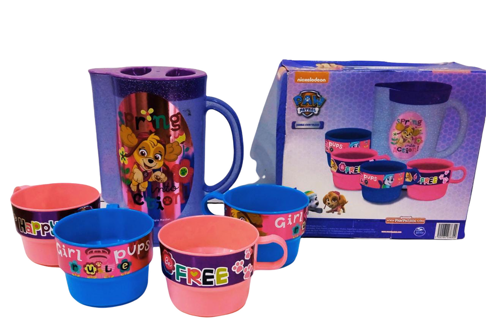 Juego de jarra y tazas paw patrol