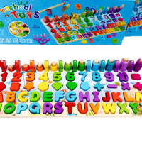 Tablero de abecedario, números, figuras y peces