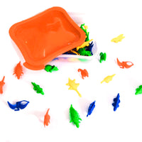 Dinosaurios de colores en caja