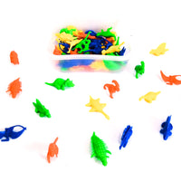 Dinosaurios de colores en caja