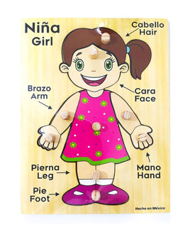 Rompecabezas de pija partes del cuerpo niña